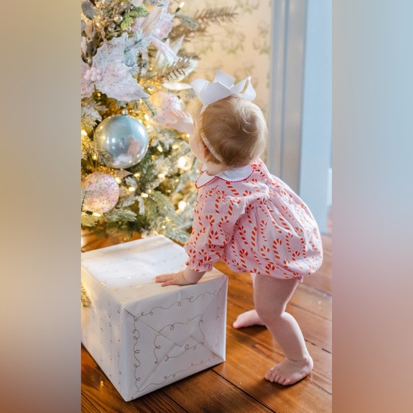 NWOT POPPY KIDS CO SMOCKED CANDY CANE BUBBLE SIZE 2T - Picture 2 of 9